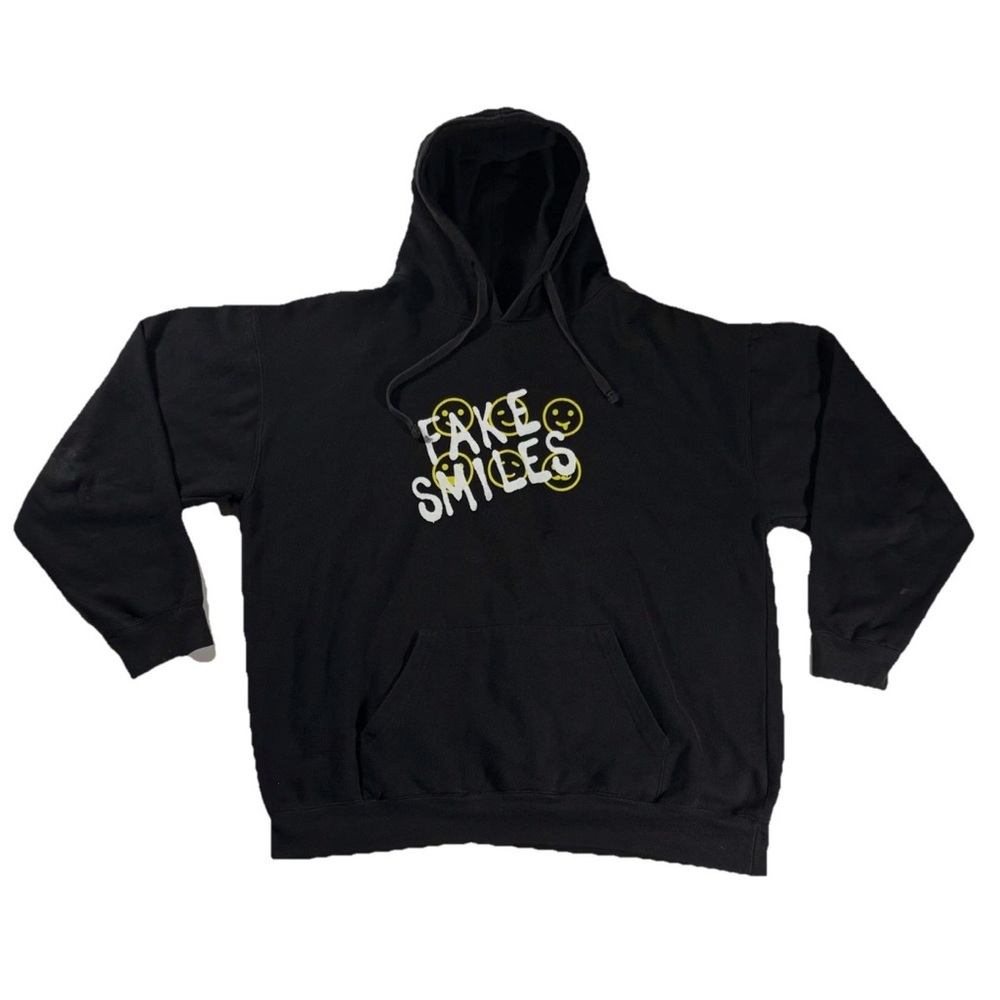 Yours Truly Fake Smiles Designer Graphic Black Hoodie XL